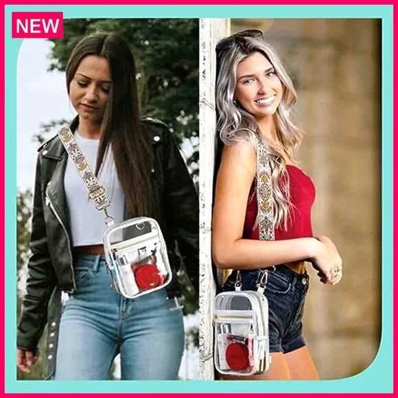 Clear Stadium Approved Crossbody Bag - Adjustable Strap 30-54" - Waterproof PVC - Picture 3 of 8